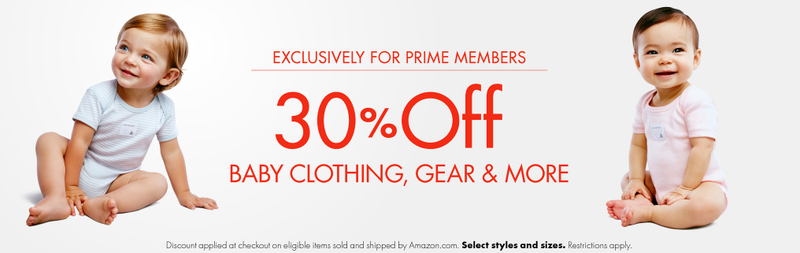 30% off baby clothing, gear, and more for Prime Members